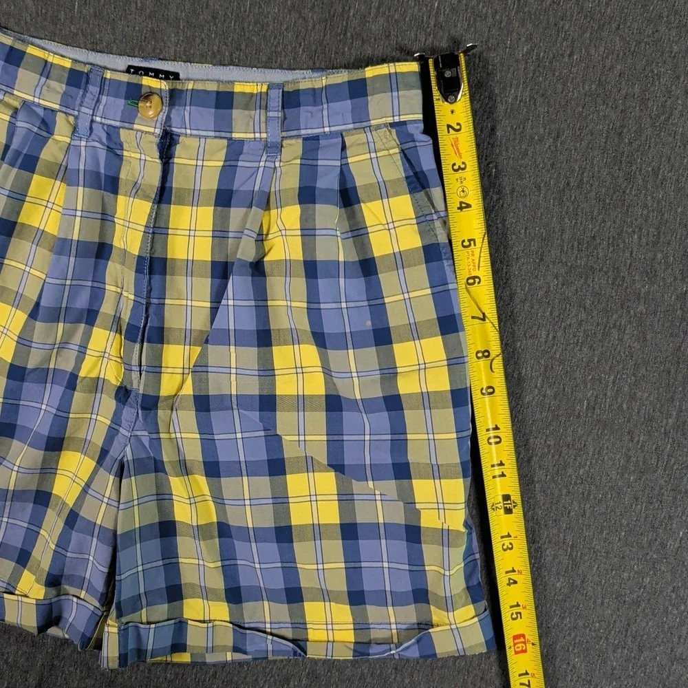 TOMMY HILFIGER Vtg Blue/Yellow Plaid Shorts Womens Sz 8 W28